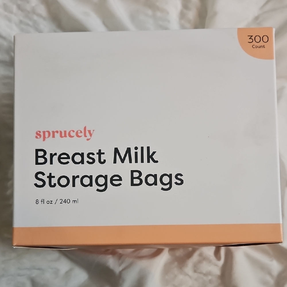 Breast Milk Storage Bags - 300 Count, White and Orange